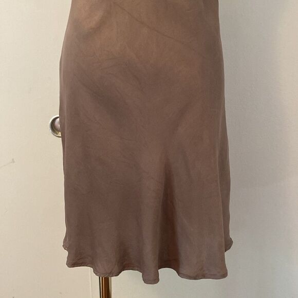 Zara Taupe Rhinestone Strap Mini Slip Dress Size Small - Picture 10 of 15